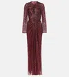 Jenny Packham Anja Sequin-embellished Gown In Burgundy