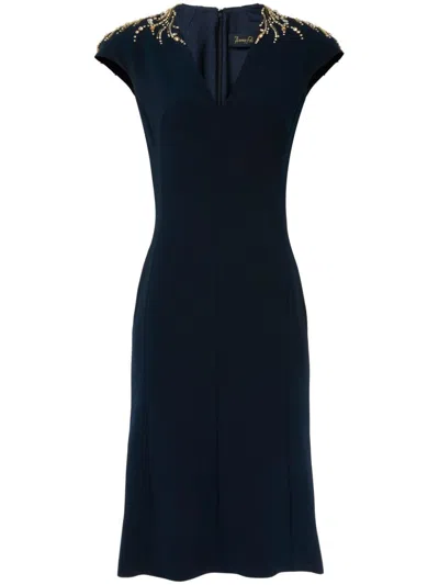 Jenny Packham Ardila Crystal-embellished Midi Dress In Blue