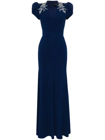 Jenny Packham Aries Crystal-embellished Gown In Blue