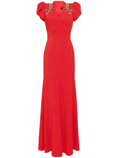 Jenny Packham Aries Crystal-embellished Gown In Red