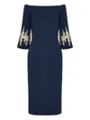 Jenny Packham Aster Sequin-embellished Midi Dress In Blue