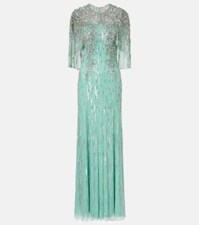 Jenny Packham Astra Embellished Gown In Green