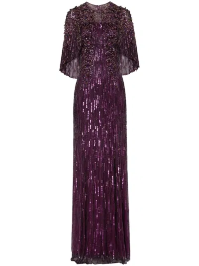 Jenny Packham Astra Long Dress In Purple