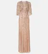 Jenny Packham Astra Sequined Caped Gown