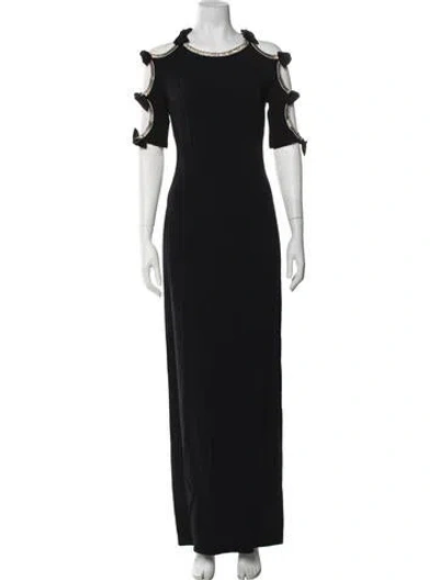 Pre-owned Jenny Packham Asymmetrical Long Dress In Black