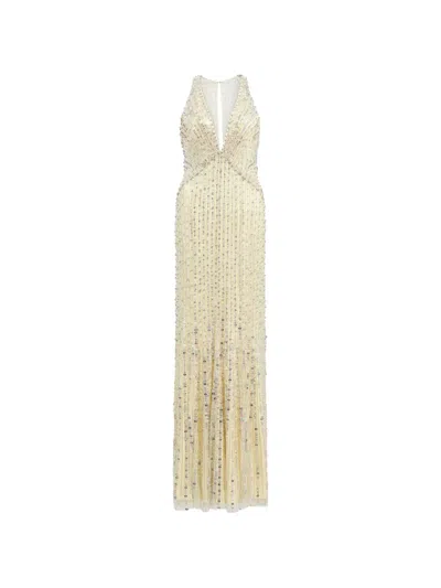 Jenny Packham Atlas Embellished Gown In Neutral