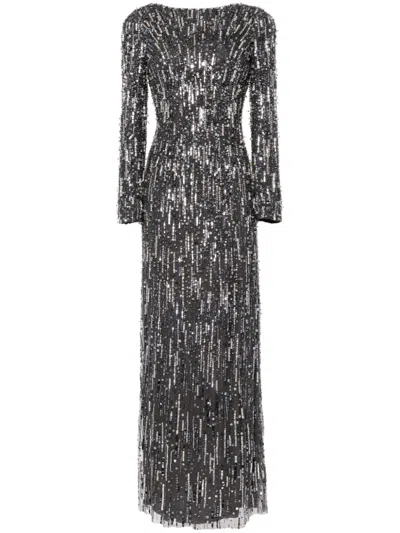 Jenny Packham Atlas Sequin-embellishment Gown In Blue