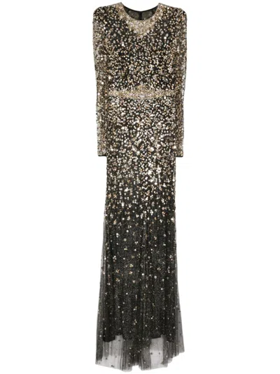 Jenny Packham Aura Beaded Gown In Black