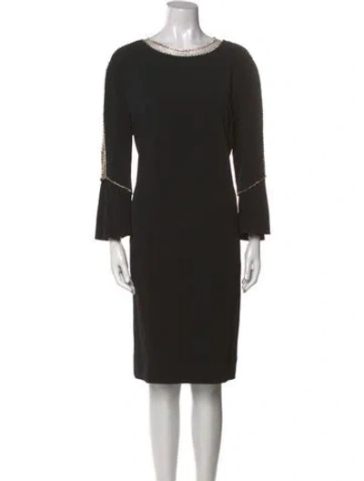 Pre-owned Jenny Packham Bateau Neckline Knee-length Dress In Black