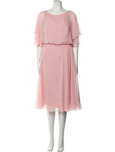 Pre-owned Jenny Packham Bateau Neckline Midi Length Dress In Pink