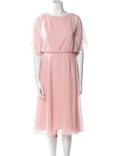 Pre-owned Jenny Packham Bateau Neckline Midi Length Dress W/ Tags In Pink