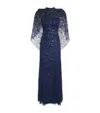 Jenny Packham Bead-embellished Gracie Gown In Blue