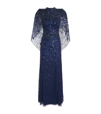 Jenny Packham Bead-embellished Gracie Gown In Blue