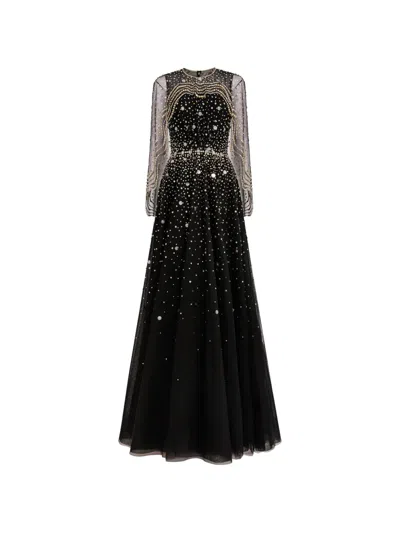 Jenny Packham Beaded-embellished Maxi Dress In Black
