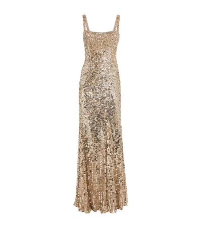 Jenny Packham Beaded Mirabeau Maxi Dress In Gold