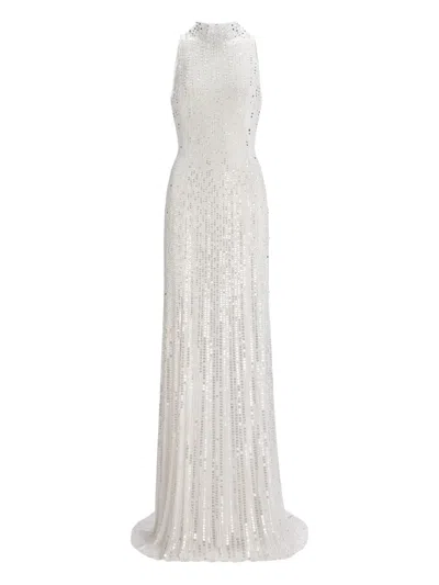 Jenny Packham Benue Sequin-embellished Dress In White