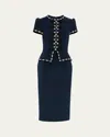 Jenny Packham Bisou Crystal Bow Peplum Midi Dress In Black