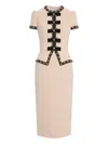 Jenny Packham Bisou Peplum-detail Buttoned Dress In Neutral