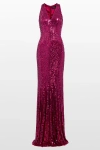 Jenny Packham Black Flower Sequined V-neck Maxi Dress In Purple