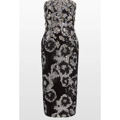 JENNY PACKHAM JENNY PACKHAM BLACK LOTUS FLORAL-PRINT EMBELLISHED MIDI DRESS