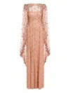 Jenny Packham Blaize Embellished Cape Maxi Dress In Neutral