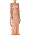 Jenny Packham Blaize Sequin-embellished Cape Maxi Dress In Brown