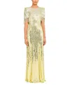 Jenny Packham Blake Sequin-embellished Maxi Dress In Yellow
