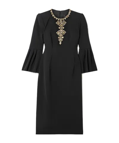Jenny Packham Bodycon Midi Evening Dress In Black