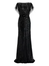 Jenny Packham Bonnie Sequin-embellished Tulle Dress In Black