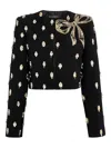 Jenny Packham Bow-embellished Beaded Jacket In Black