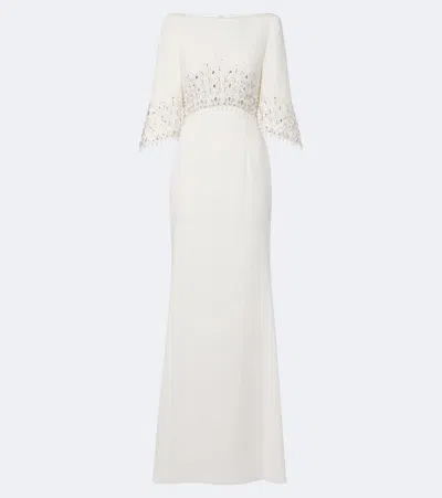 Jenny Packham Bridal Electra Embellished Crêpe Gown In White
