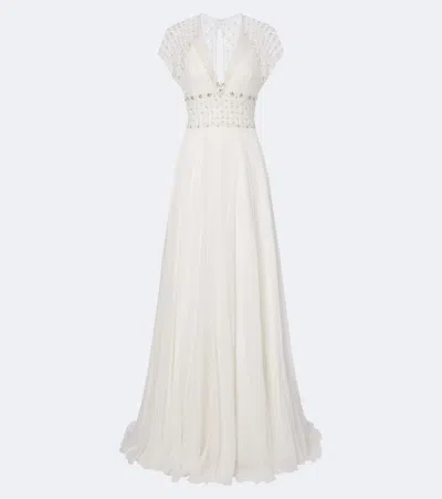 Jenny Packham Bridal Momento Tulle And Silk Chiffon Gown In White