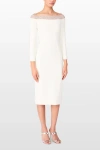 Jenny Packham Calypso Off-the-shoulder Midi Dress In White