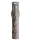 Jenny Packham Sequin-embellished Strapless Dress In Gray