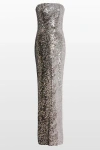 Jenny Packham Caron Sequin-embellished Strapless Maxi Dress In Silver