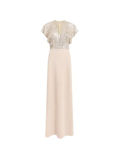 Jenny Packham Cary Sequin V-neck Maxi Dress In Multi