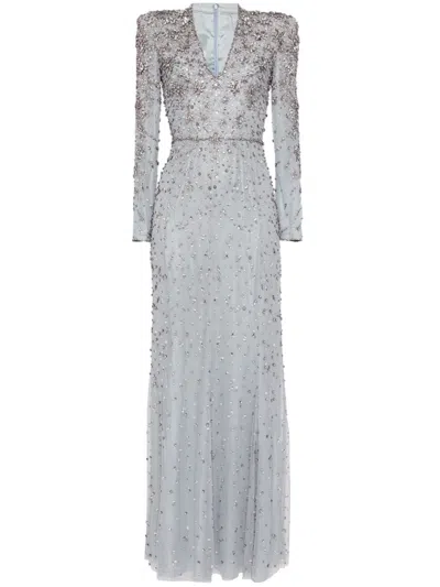 Jenny Packham Moondance Sequin-embellished Gown In Grey