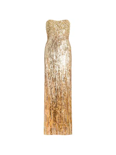 Jenny Packham Cesonia Embellished Strapless Maxi Dress In Gold