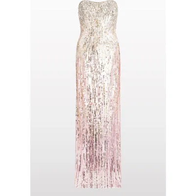 Jenny Packham Cesonia Embellished Strapless Maxi Dress In Multi