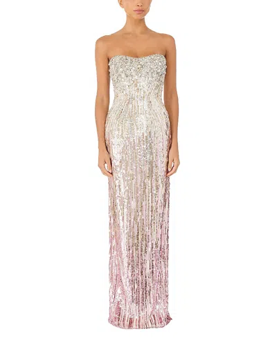 Jenny Packham Cesonia Embellished Strapless Maxi Dress In White