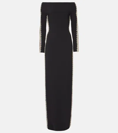 Jenny Packham Charisma Embellished Crêpe Gown In Black