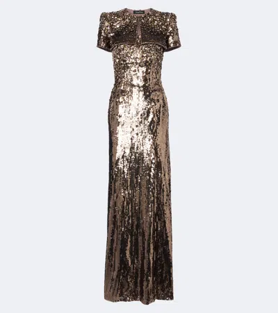 Jenny Packham Chiana And Rey Bustier Gown And Jacket Set In Gold
