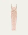 Jenny Packham Chrissy Knot Crystal Sequined Gown In Pink Sprite
