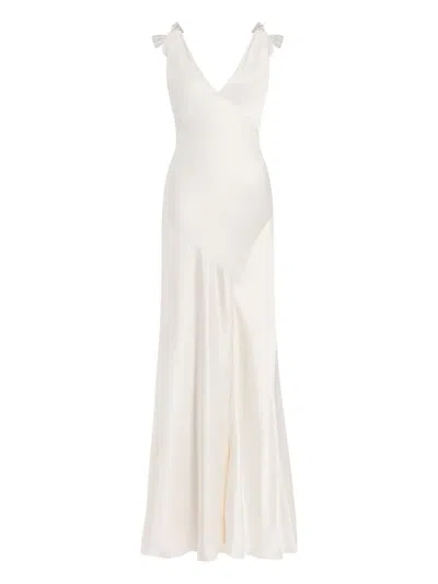Jenny Packham Collette Beaded Bow-detail Maxi Dress In Neutral