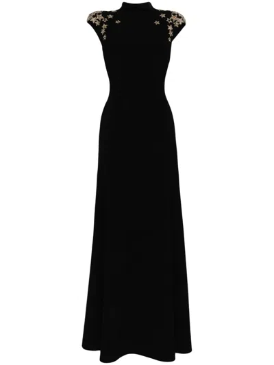 Jenny Packham Comet Embroidered-stars Gwon In Black
