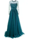 Jenny Packham Constantine Sequin-embellished Gown In Blue