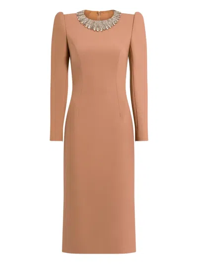 Jenny Packham Cora Collar-embellished Midi Dress In Pink