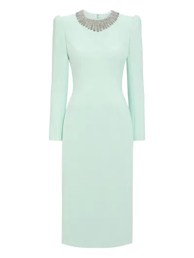 Jenny Packham Cora Long-sleeve Midi Dress In Green