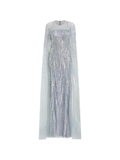 Jenny Packham Cosmic Dust Sequin-embellished Gown In Silver