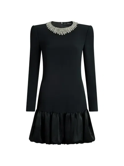 Jenny Packham Countessa Crystal-embellished Puff-hem Dress In Black